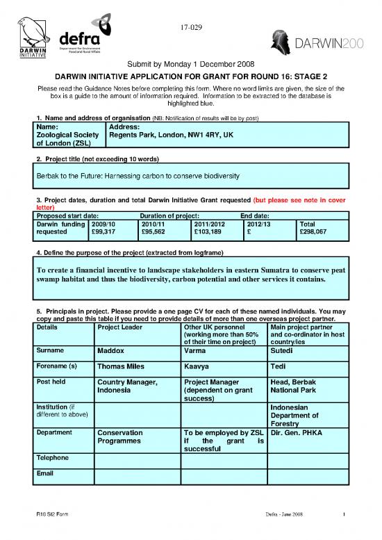picture Financial Spreadsheet 9110 | 12 01 Darwin Initiative Application For Grant For Round 16   Stage 2 | Kehutanan