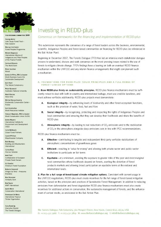 picture_Business Spread Sheet 9162 | 09  The Forest Dialogue  Tfd  Investing In Redd Plus   Consensus On Frameworks For The Financing And Implementation Of Redd Plus | Kehutanan