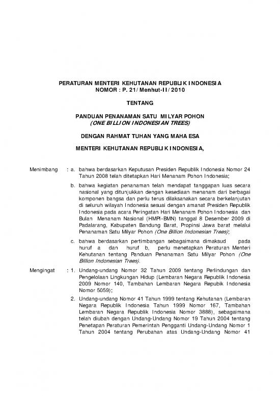 picture_Bulan Pdf 9197 | P 21 Menhut Ii 2010 Tentang Panduan Penanaman Satu Milyar Pohon  One Billion Indonesian Trees | Kehutanan