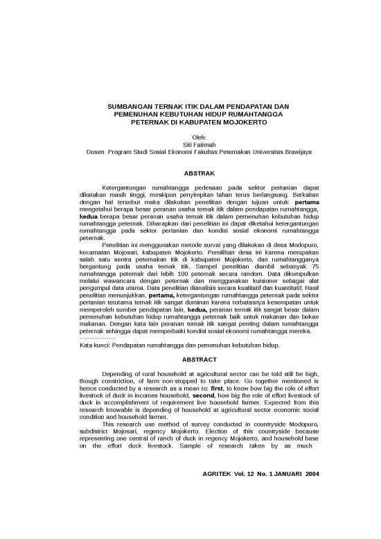 picture_Presentasi Usaha 9451 | P Sumbangan Ternak Itik Dalam Pendapatan Dan Pemenuhan Kebutuhan Hidup Rumahtangga Peternak Di Kabupaten Mojokerto | Pertanian Dan Peternakan