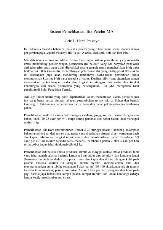 picture_Presentasi Usaha 9500 | X Sistem Pemeliharaan Itik Petelur Ma | Pertanian Dan Peternakan