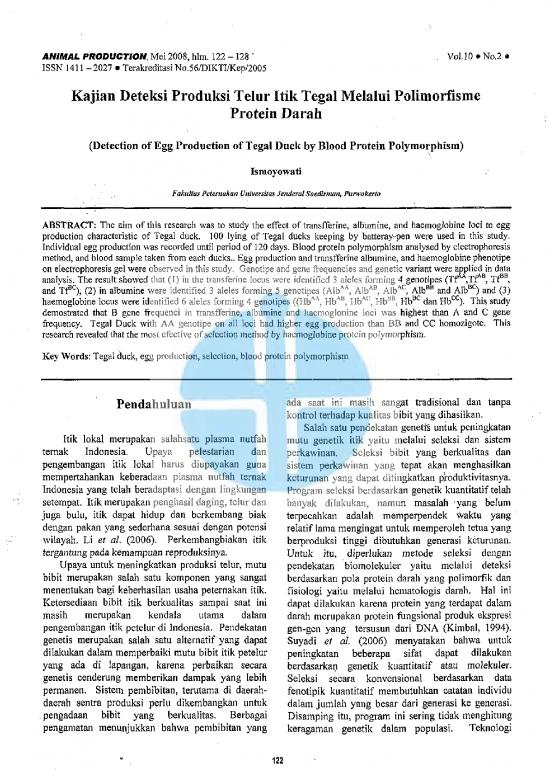 picture1_Research Pdf 9596 | P Kajian Deteksi Produksi Telur Itik Tegal Melalui Pslimorfisme Protein Darah | Pertanian Dan Peternakan