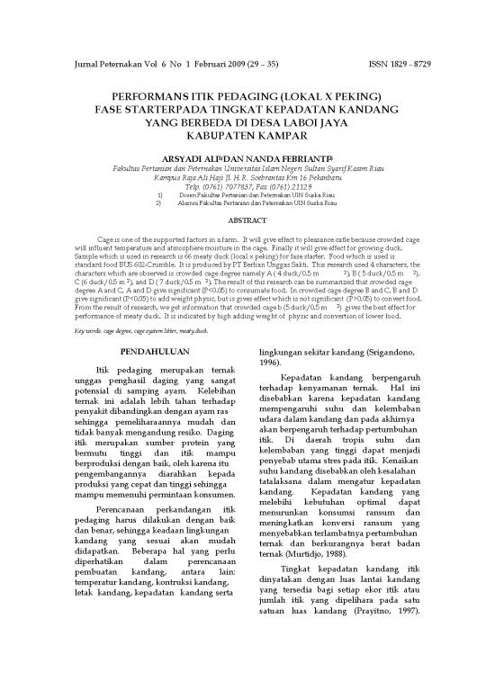 picture1_Pertanian Pdf 9600 | P Performans Itik Pedaging  Lokal X Peking  Fase Starter Pada Tingkat Kepadatan Kandang Yang Berbeda Di Desa Laboi Jaya Kabupaten Kampar | Pertanian Dan Peternakan