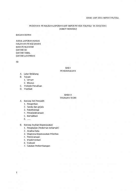 picture Laporan Doc 9982 | Pedoman  Penulisan Laporan Uap Akper Pemda Tolitoli  Ta 2010 | Ilmu Kesehatan