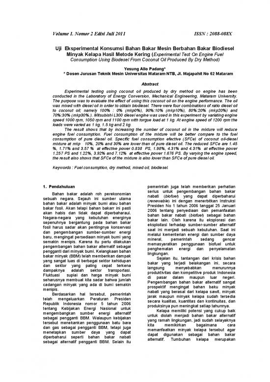 picture_Diesel Pdf 10087 | Yesung Uji  Eksperimental Kinerja Mesin Berbahan Bakar Biodiesel M Kelapa Hasil Metode Kering | Teknik Mesin