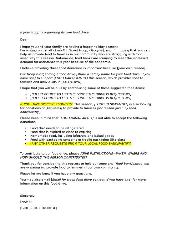 Free Food Drive Template 10446 Gsusa 2021 Service Project Fighting