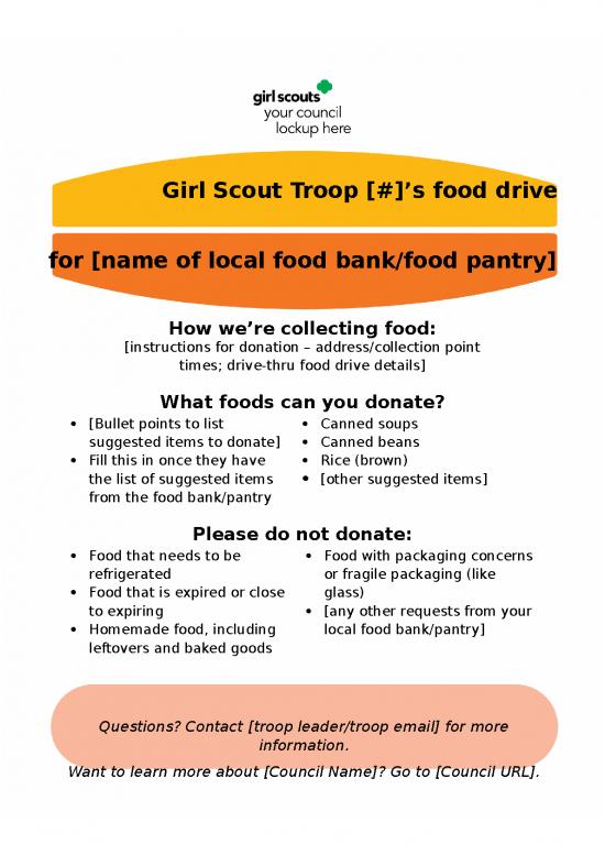 Free Food Drive Template 10446 Gsusa 2021 Service Project Fighting
