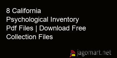 picture 8 California Psychological Inventory Pdf Files | Download Free Collection Files