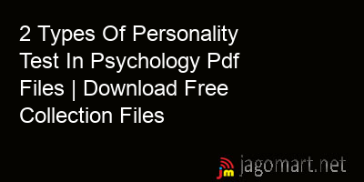picture 2 Types Of Personality Test In Psychology Pdf Files | Download Free Collection Files