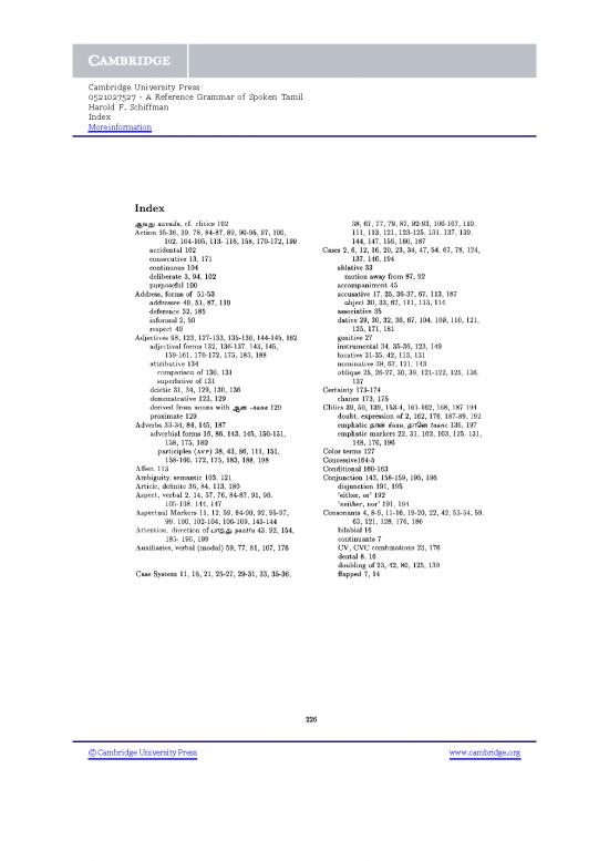 picture1_Tamil Grammar Pdf 99463 | 9780521027526 Index