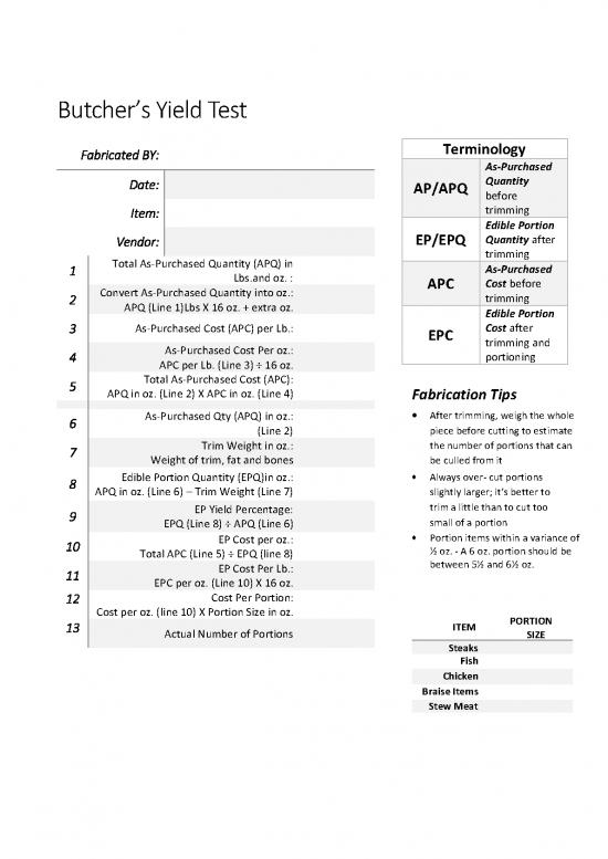 picture Epq Test Pdf 97334 | Butchers Yield Revised Feb 2019