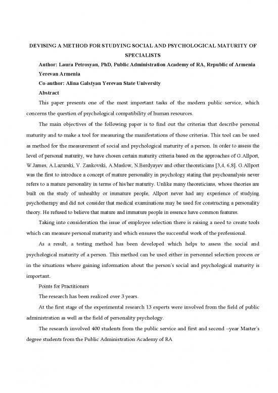 picture Personality Pdf 97166 | Devising A Method For Studying Petrosyan