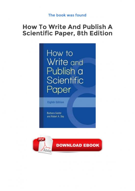 picture Journal Pdf 97533 | Ebook How To Write And Publish A Scientific Paper 8th Edition Pdf