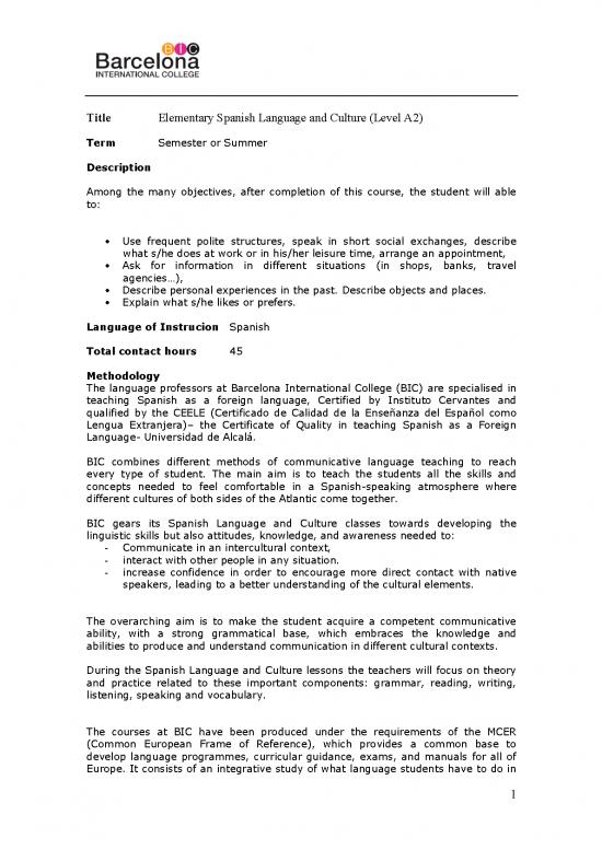 picture Language Pdf 98998 | Elementary Spanish Language And Culture Level A2