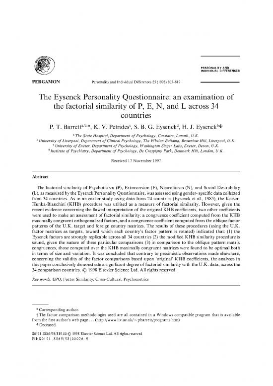 picture Personality Pdf 97197 | Epq Factor Similarity Barrett Et Al 1998