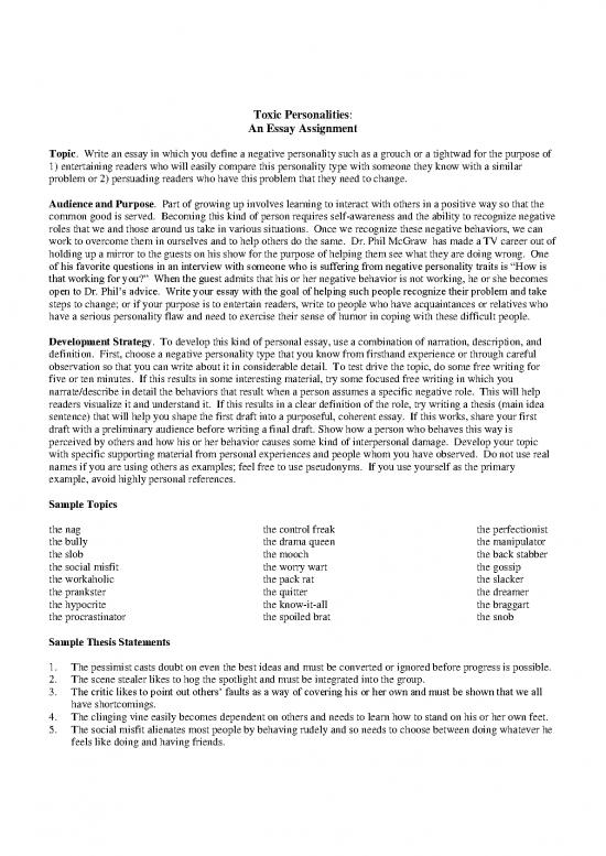 picture Personality Pdf 97303 | Essay Assign Roles People Play
