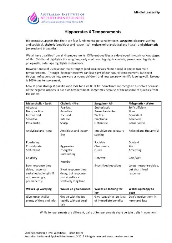 picture Personality Pdf 97330 | Hippocrates 4 Temperaments Digital Copy