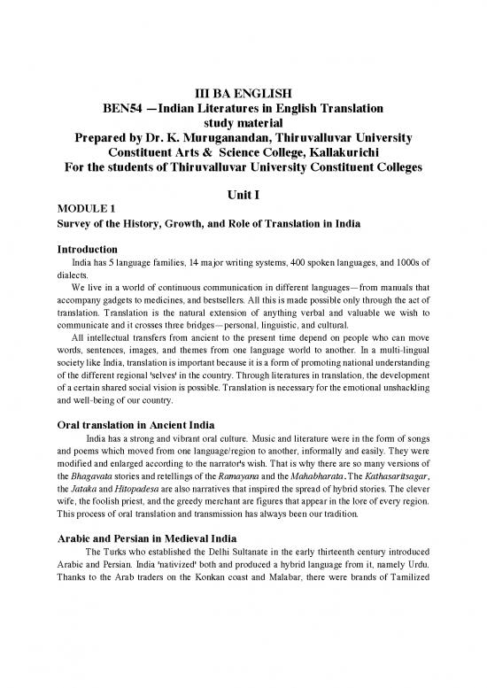 picture1_Language Pdf 99279 | Iii Ba Indian Litearture In Translation Unit 1