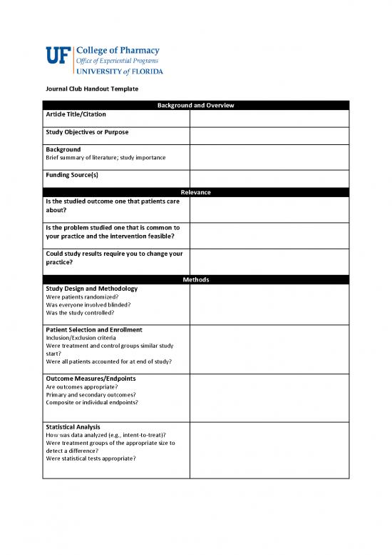 Individual Differences Pdf 97768 Journal Club Handout Template