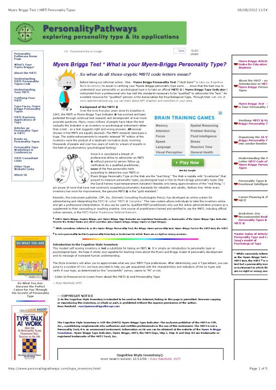 picture1_Personality Pdf 97139 | Myers Briggs Test  Mbti Personality Types 1