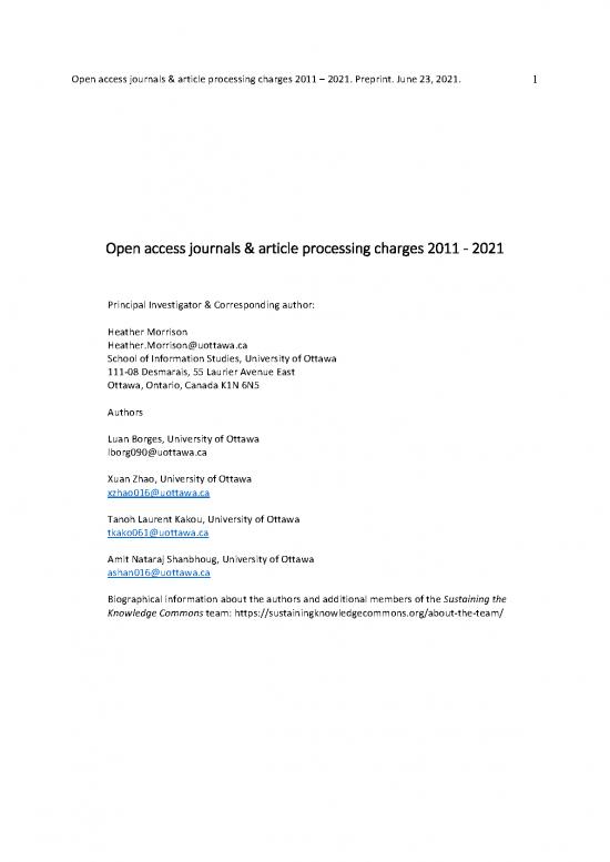 picture1_Study Pdf 97809 | Open Access Journals And Article Processing Charges 2011 2021 Preprint