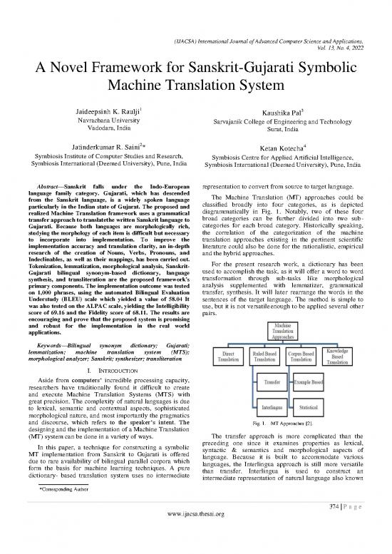 picture1_Language Pdf 99447 | Paper 44 A Novel Framework For Sanskrit Gujarati Symbolic Machine Translation