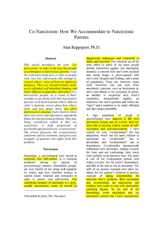 picture1_Narcissism Pdf 97271 | Rappoport2005