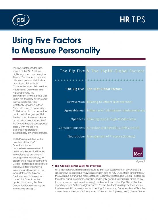 picture_Personality Pdf 97226 | Using Five Factors To Measure Personality Psi