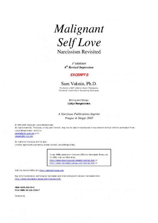 picture Malignant Self Love Pdf 97272 | Vaknin2005