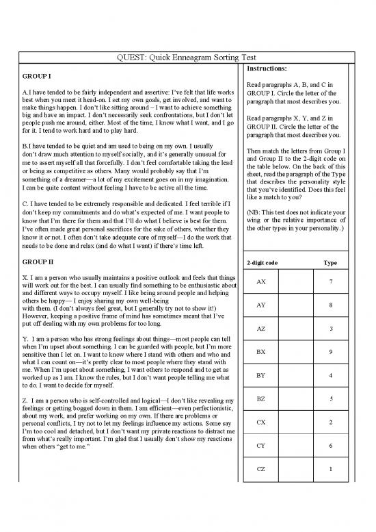 picture Enneagram Test Pdf 97423 | Week2 Enneagram Worksheet1