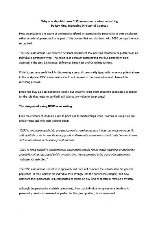picture Personality Pdf 97328 | You Should Not Be Using Disc Assessments When Recruiting Final