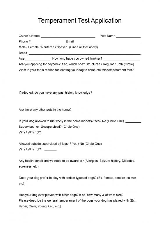 Temperament Test Pdf 97262 | Temperament Test Application 2