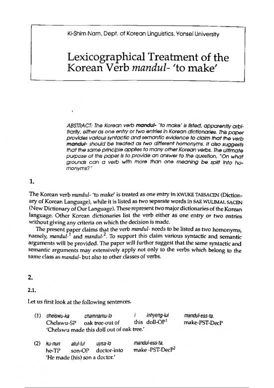 picture1_Language Pdf 100807 | 009 Ki Shim Nam  Lexicographical Treatment Of The Korean Verb Mandul  To Make