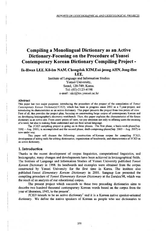 picture Korean Pdf 101477 | 040 2004 V1 Ik Hwan Lee, Kil Im Nam,  Kim, Eui Jeong Ahn And Jong Hee Lee Compiling A Monolingu