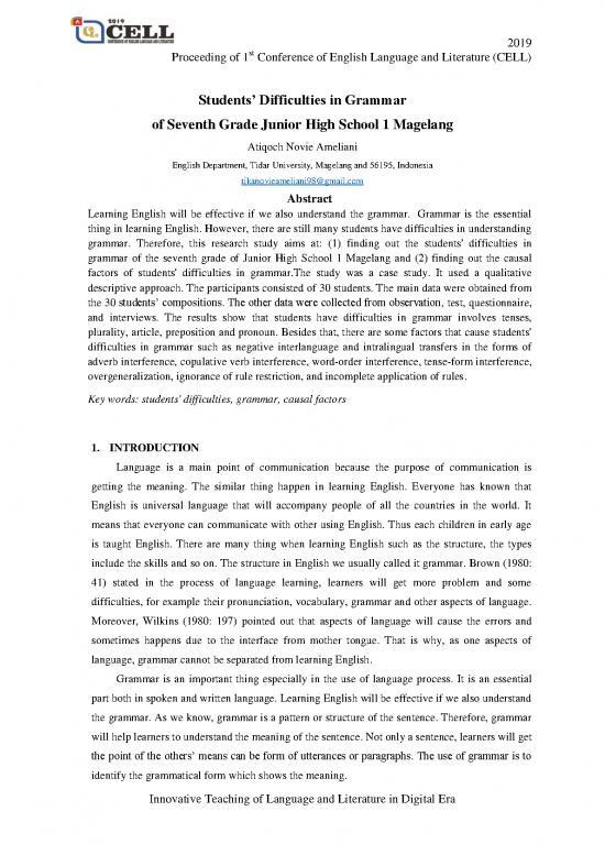 picture Language Pdf 101144 | Atiqoch Novie Ameliani Students Difficulties In Grammar Of Seventh Grade Junior High School 1 Magelang