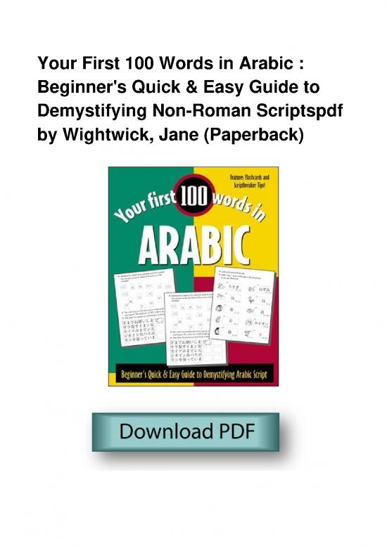 picture_Arabic Pdf 99891 | Book Download Your First 100 Words In Arabic  Beginner S Quick  Easy Guide To Demystifying Non Rom