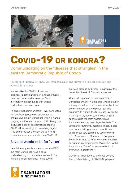 picture Language Pdf 102085 | Drc Covid 19 Language Brief Edocx