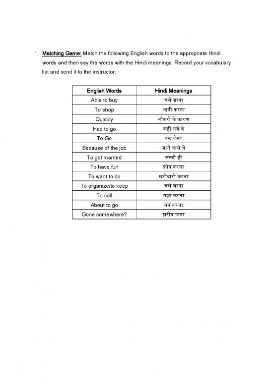 picture Hindi Vocabulary Pdf 100380 | Hindich1vocab1