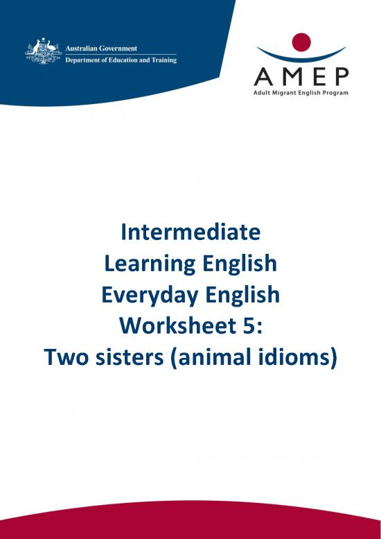 picture Animal Idioms Pdf 100894 | Intermediate Learning English Everyday English Worksheet 5 Two Sisters Animal Idioms