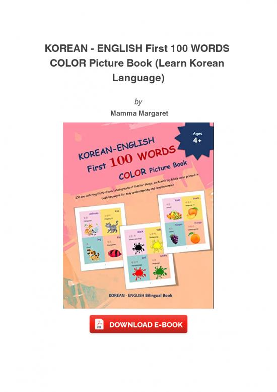 picture Language Pdf 101171 | Korean   English First 100 Words Color Picture Book Learn Korean Language Ebook