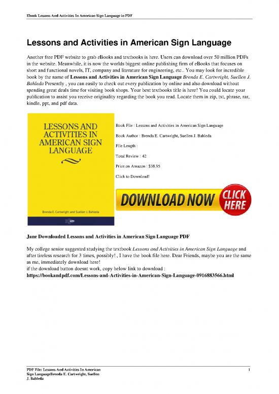 picture Language Pdf 101878 | Lessons And Activities In American Sign Language By Brenda E Cartwright Suellen J Bahleda