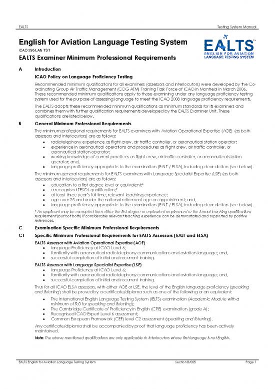 picture Language Pdf 101278 | Minimum Professional Requirements For Ealts Examiners