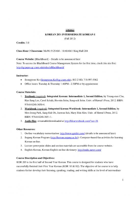 picture Korean Textbook Pdf 100083 | Qc Kor203 Syll