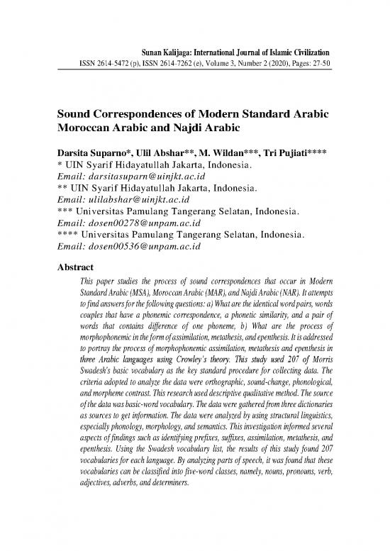 picture Arabic Pdf 101088 | Sound Correspondences Of Modern Standard Arabic Moroccan Arabic And Najdi Arabic