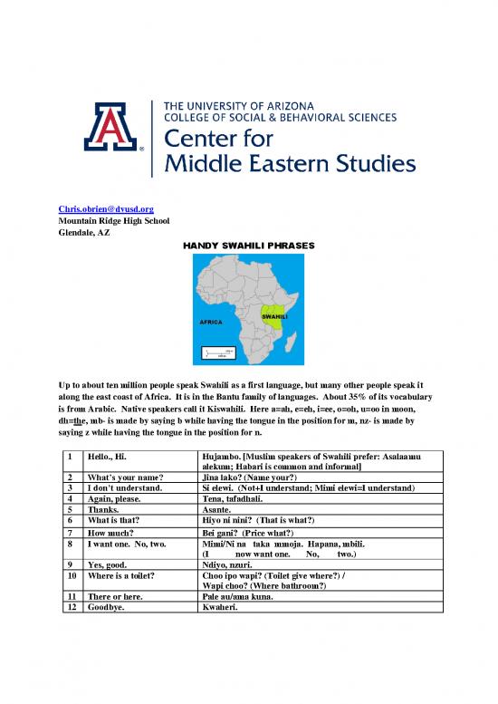 picture Language Pdf 101792 | Swahili Words And Phrases