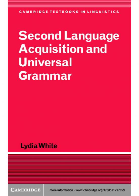 picture Language Pdf 101845 | White ( Second Language Acquisition And Universal Grammar
