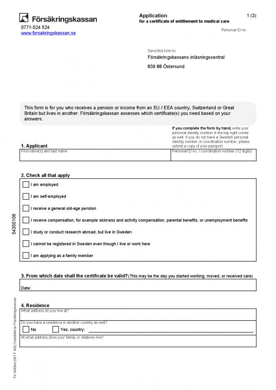 picture Complete Swedish Pdf 103025 | 5435 Application For A Certificate Of Entitlement To Medical Care