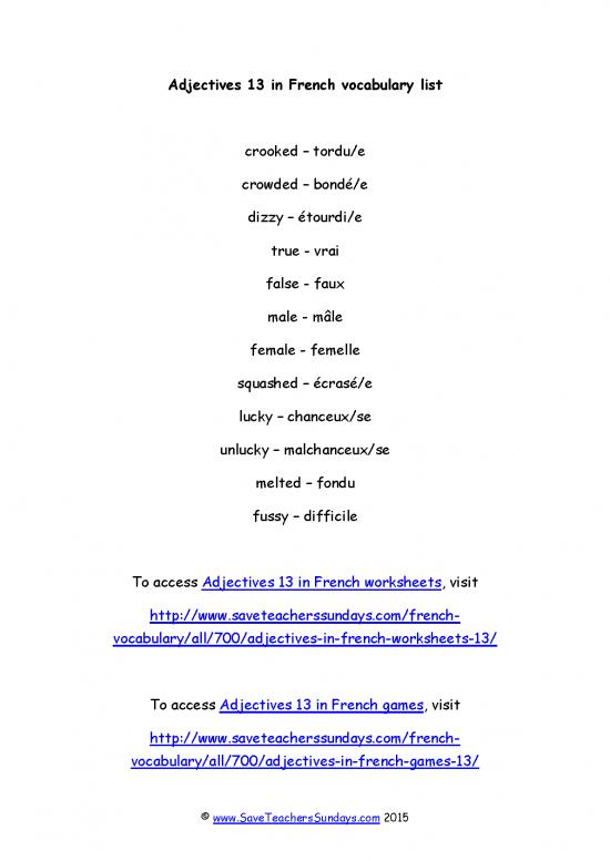 French Adjectives List Pdf 102518 | French Adjective Chart