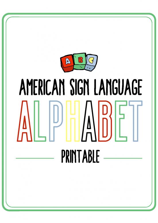 picture Sign Language Alphabet Pdf 104260 | American Sign Language Printable