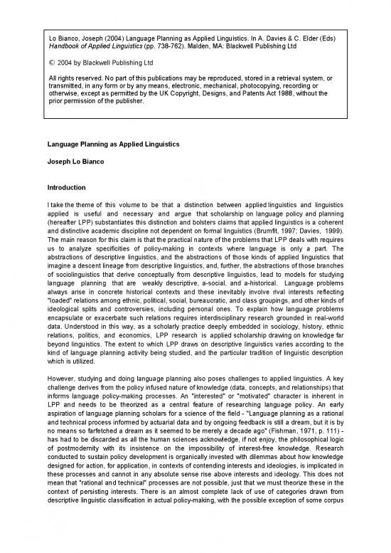 picture Pdf Language 104400 | Cr 2004 Language Planning As Applied Linguistics   Handbook Of Applied Linguistics